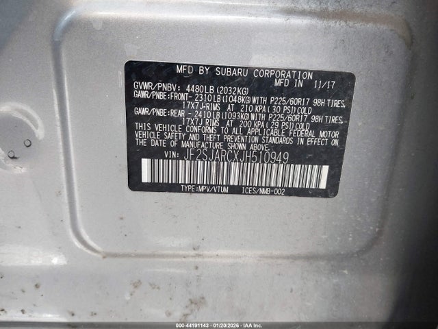Aukcja sprzedaży 2018 Subaru Forester 2.5i Limited, vin: JF2SJARCXJH510949, numer aukcji: 44191143