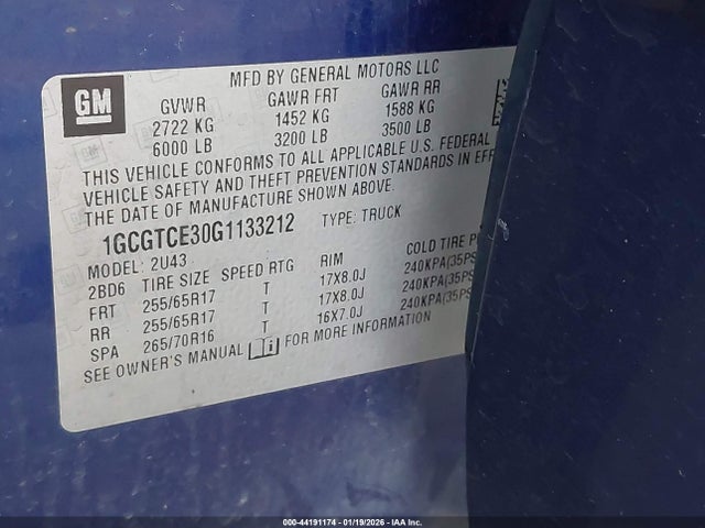 1GCGTCE30G1133212 Chevrolet Colorado Lt