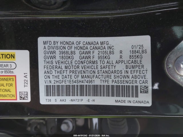 2025 HONDA CIVIC SI 2HGFE1E54SH474961 Photo 8