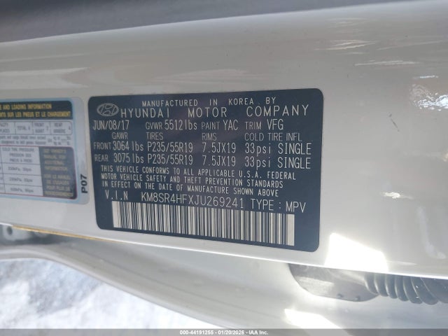 KM8SR4HFXJU269241 Hyundai Santa Fe Limited Ultimate