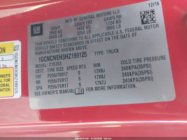 2017 CHEVROLET SILVERADO 1500 1GCNCNEH3HZ199125 Photo 8