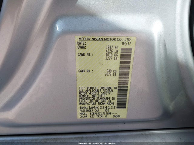 1N4AL3AP3HC234125 Nissan Altima 2.5 Sl