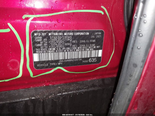 2022 MITSUBISHI OUTLANDER JA4J3VA86NZ024734 Photo 8