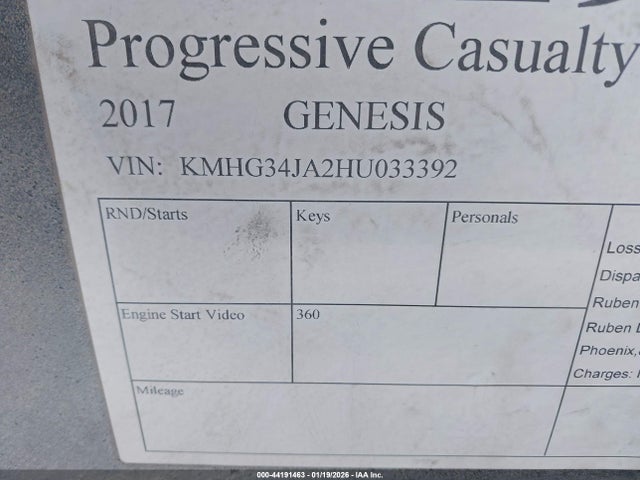 KMHG34JA2HU033392 Genesis G90