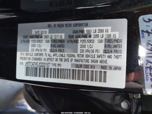 JM3TCADY6J0222187 Mazda Cx-9 Grand Touring