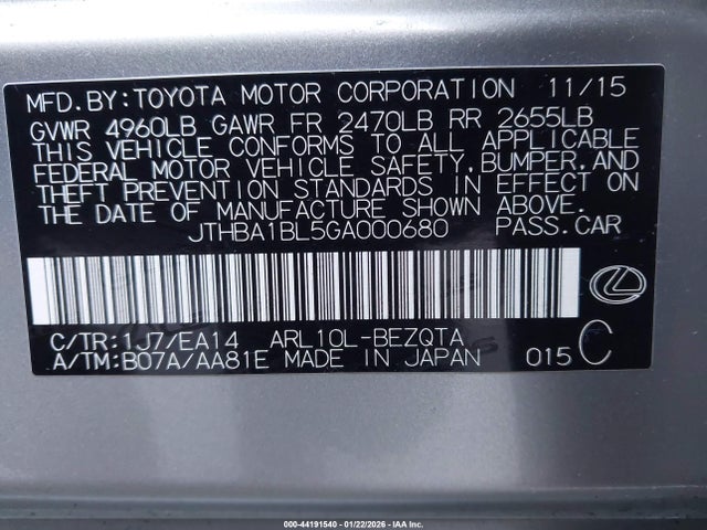 JTHBA1BL5GA000680 Lexus GS 200T