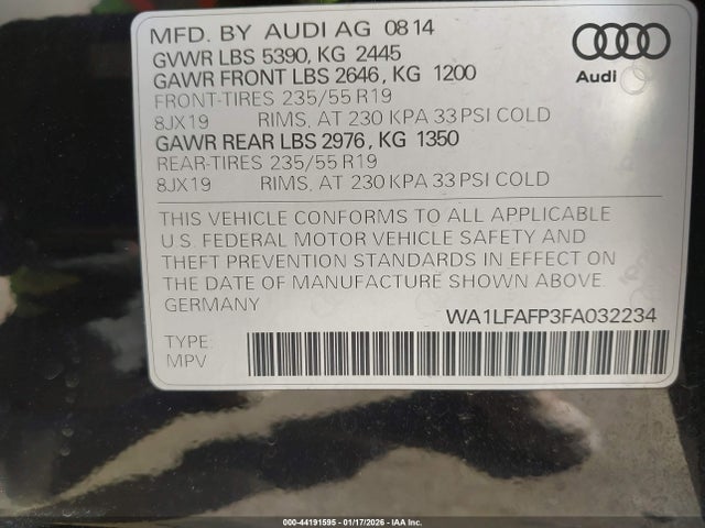 WA1LFAFP3FA032234 Audi Q5 2.0t Premium
