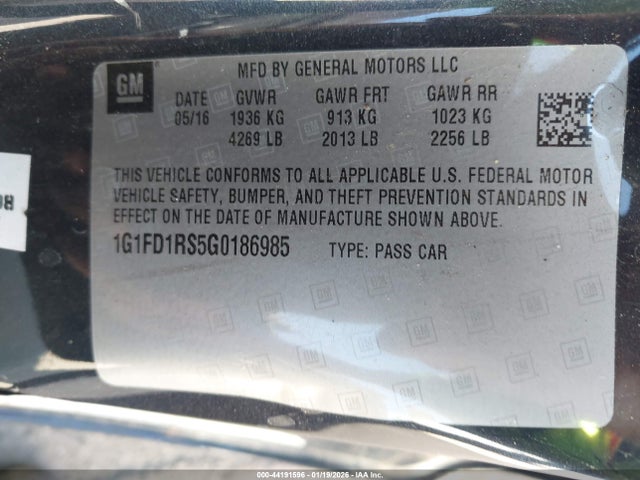 1G1FD1RS5G0186985 Chevrolet Camaro 2lt