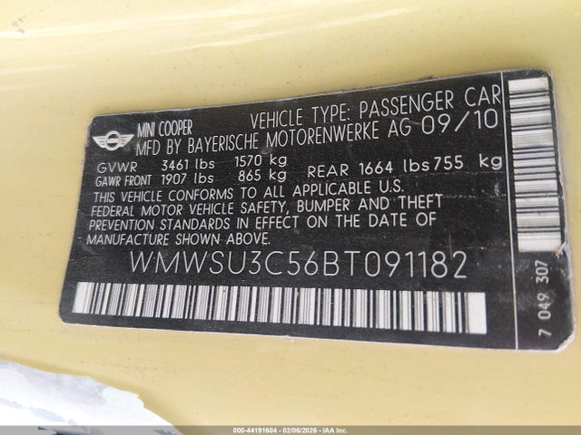 2011 MINI COOPER WMWSU3C56BT091182 Photo 8