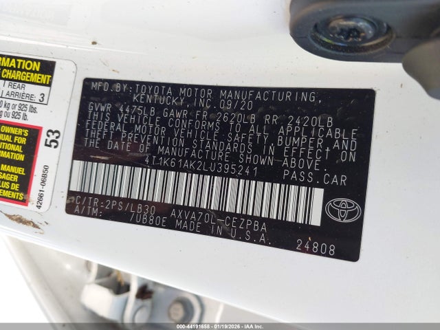 Toyota CAMRY XSE 2020 4T1K61AK2LU395241 Image 9