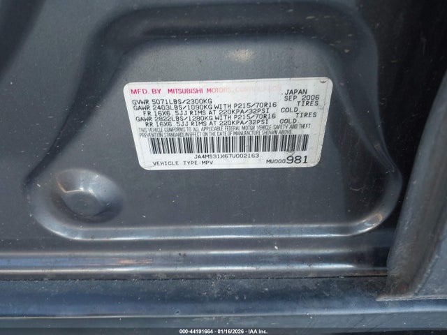 2007 MITSUBISHI OUTLANDER JA4MS31X67U002163 Photo 8