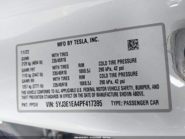 2023 TESLA MODEL 3 5YJ3E1EA4PF417395 Photo 8