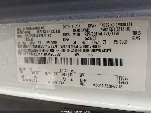 1FTYR1ZM1HKA26837 Ford Transit-250