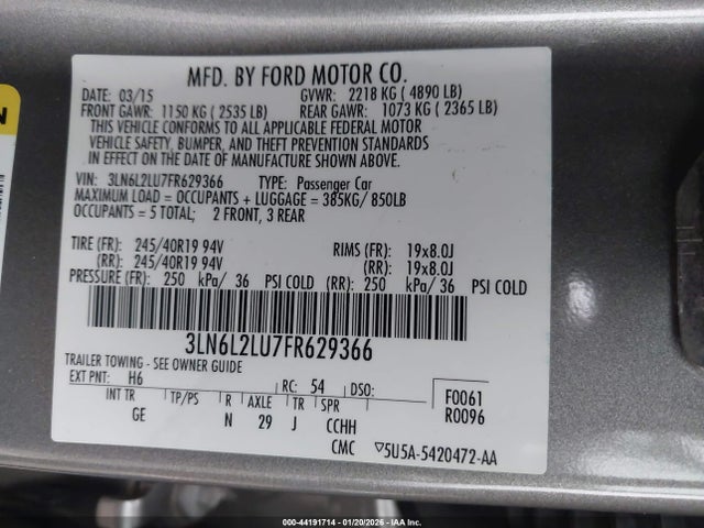 3LN6L2LU7FR629366 Lincoln MKZ HYBRID