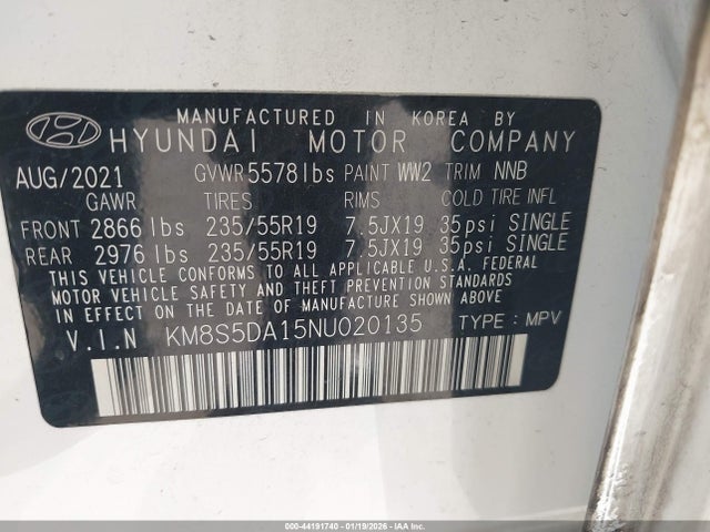 2022 HYUNDAI SANTA FE HYBRID KM8S5DA15NU020135 Photo 8