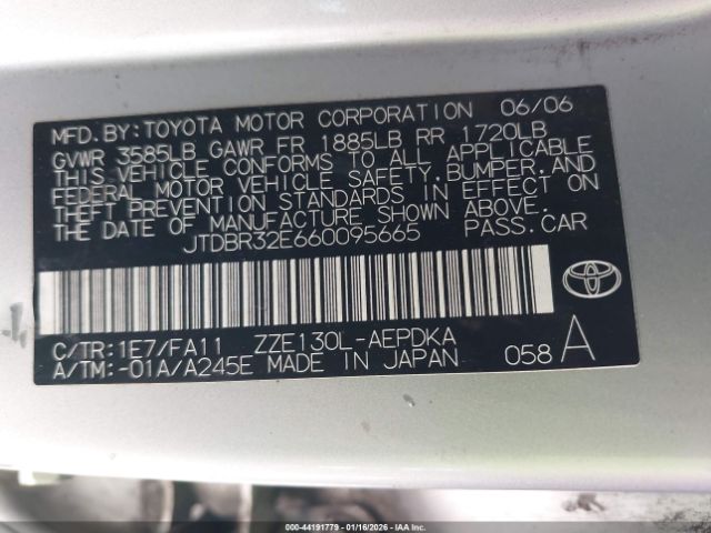 2006 TOYOTA COROLLA JTDBR32E660095665 Photo 8