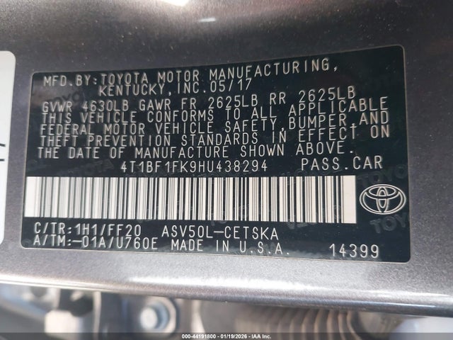 Toyota CAMRY SE 2017 4T1BF1FK9HU438294 Image 9