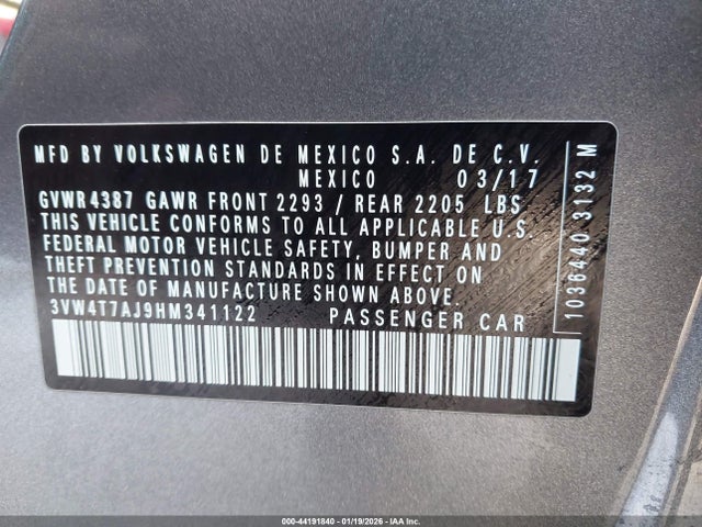 3VW4T7AJ9HM341122 Volkswagen JETTA GLI