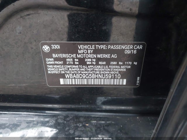 WBA8D9G58HNU59110 BMW 330i Xdrive
