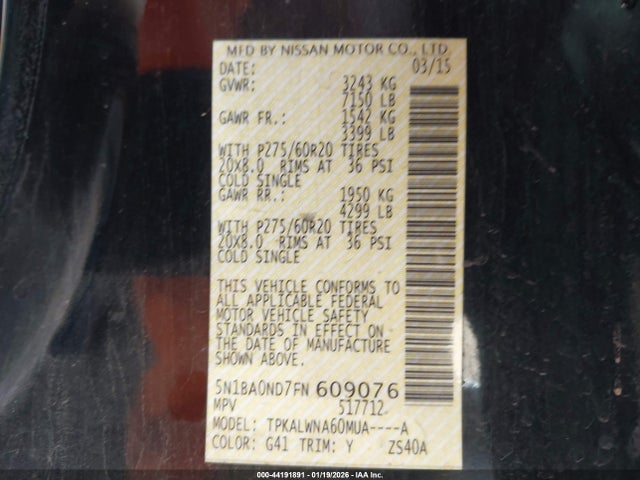 2015 NISSAN ARMADA 5N1BA0ND7FN609076 Photo 8
