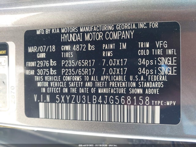 5XYZU3LB4JG568158 Hyundai Santa Fe Sport 2.4l