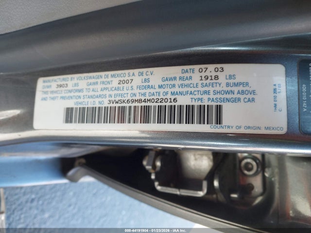 Продажа на аукционе авто 2004 Volkswagen Jetta Gls 2.0l, vin: 3VWSK69M84M022016, номер лота: 44191904