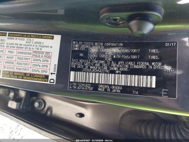 JTEBU5JR2H5422790 Toyota 4runner Sr5 Premium