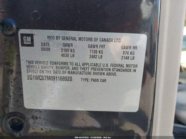 2009 CHEVROLET IMPALA 2G1WC57M091168920 Photo 8