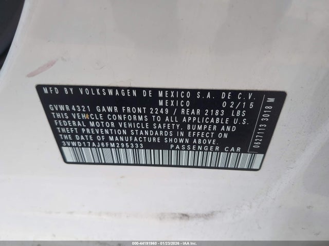 3VWD17AJ6FM295333 Volkswagen Jetta 1.8t Se
