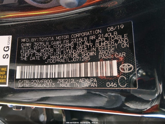 Toyota COROLLA LE 2020 JTDEPRAE1LJ071285 Image 9