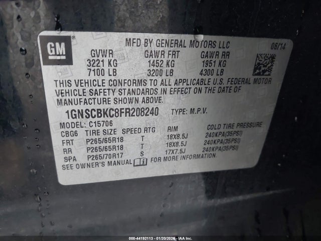 Chevrolet Tahoe Lt 2015 1GNSCBKC8FR208240 Image 9
