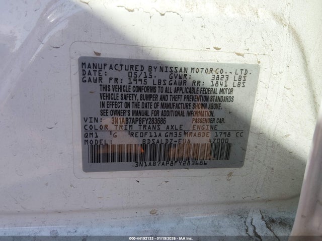 3N1AB7AP8FY283686 Nissan SENTRA SV