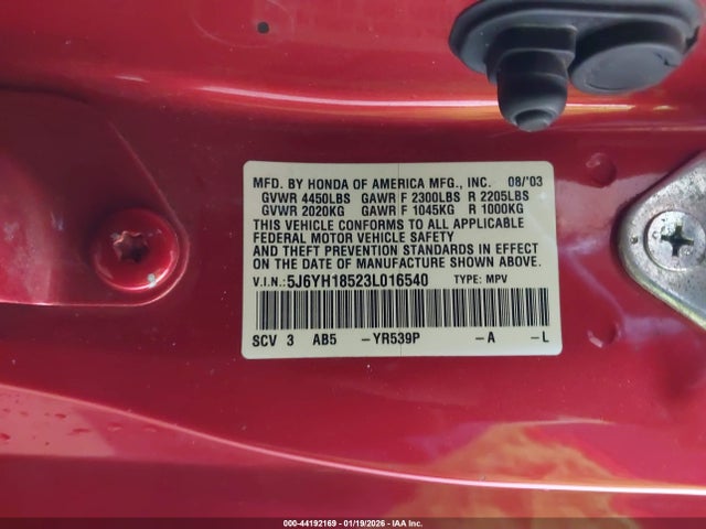 2003 HONDA ELEMENT 5J6YH18523L016540 Photo 8