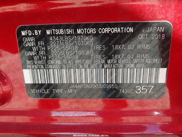 2019 MITSUBISHI OUTLANDER SPORT JA4AP3AU0KU009550 Photo 8