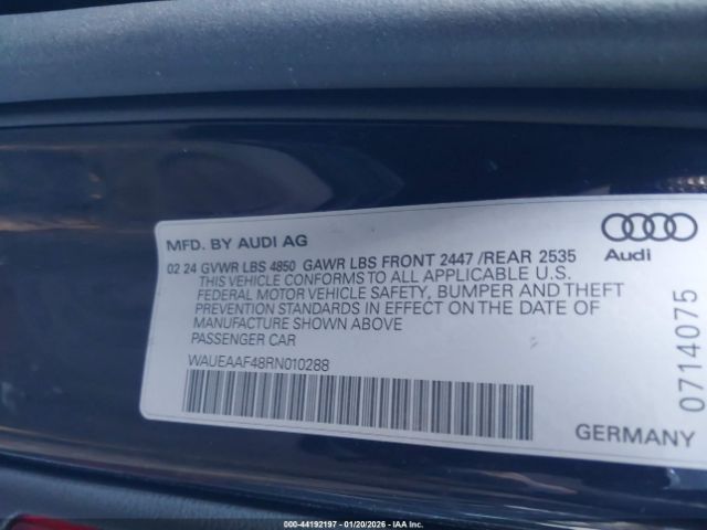 2024 AUDI A4 WAUEAAF48RN010288 Photo 8