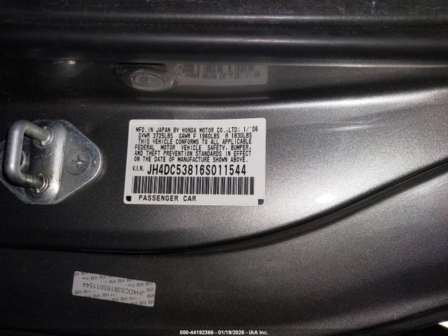 Aukcja sprzedaży 2006 Acura Rsx, vin: JH4DC53816S011544, numer aukcji: 44192366