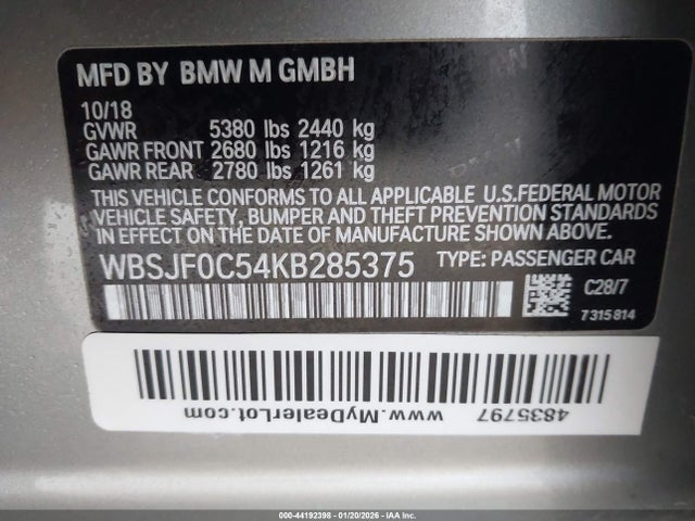 2019 BMW M5 WBSJF0C54KB285375 Photo 8