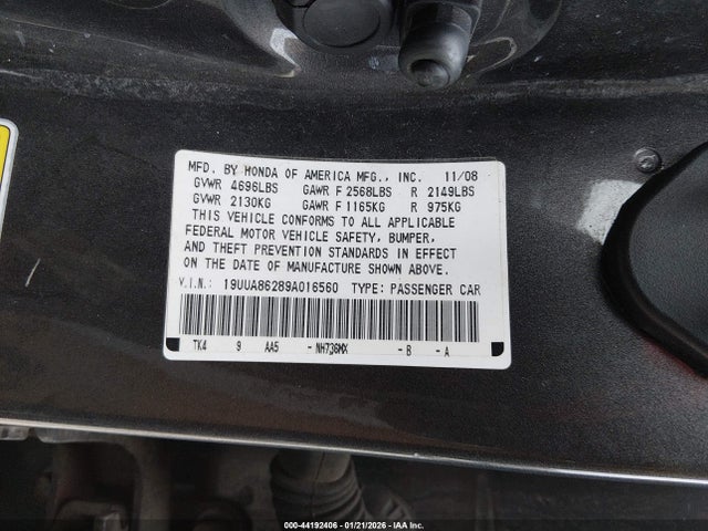 2009 ACURA TL 19UUA86289A016560 Photo 8