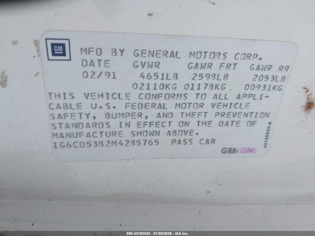 1991 CADILLAC DEVILLE 1G6CD53B2M4285765 Photo 8