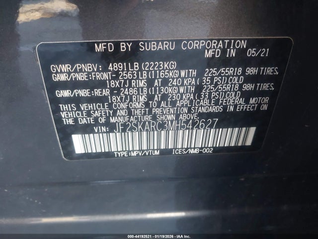 JF2SKARC3MH542627 Subaru Forester Sport