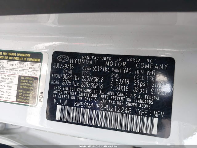 Hyundai Santa Fe Se 2017 KM8SM4HF2HU212248 Image 9