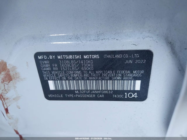 2022 MITSUBISHI MIRAGE G4 ML32FUFJ4NHF08632 Photo 8
