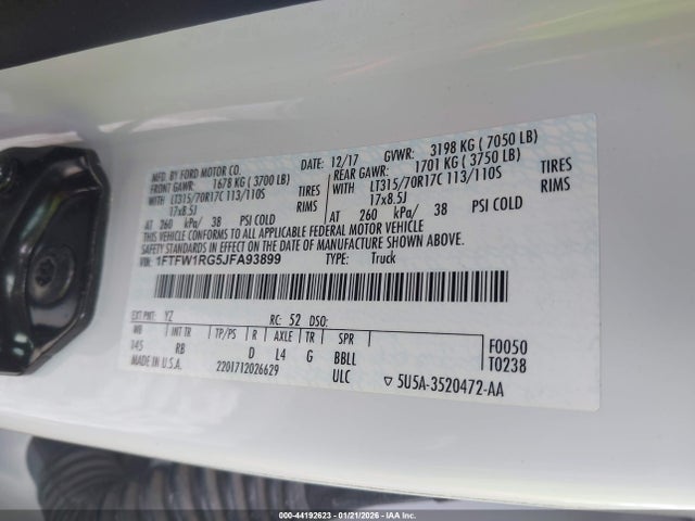 Ford F-150 Raptor 2018 1FTFW1RG5JFA93899 Image 9