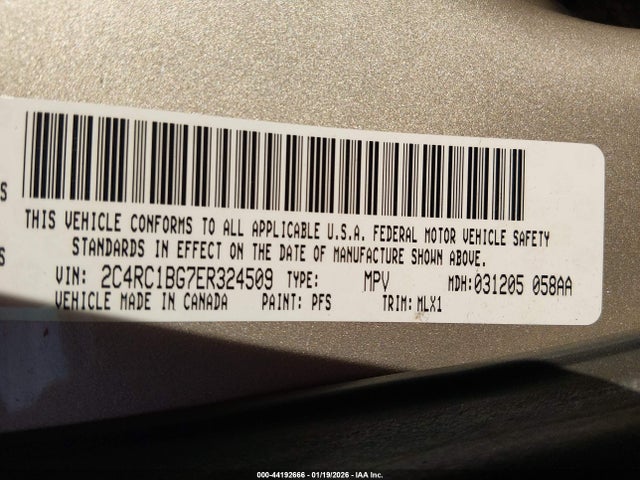 2C4RC1BG7ER324509 Chrysler Town &amp; Country Touring