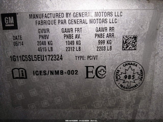 1G11C5SL5EU172324 Chevrolet MALIBU 1LT