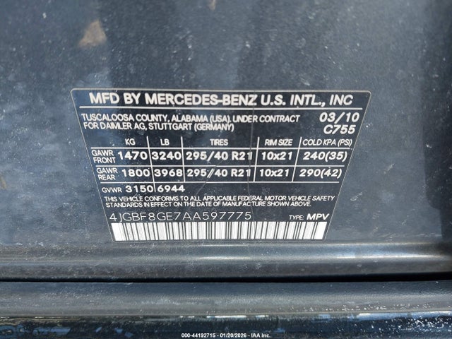 2010 MERCEDES-BENZ GL 550 4JGBF8GE7AA597775 Photo 8