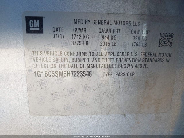 1G1BC5SM5H7223546 Chevrolet Cruze Ls Auto