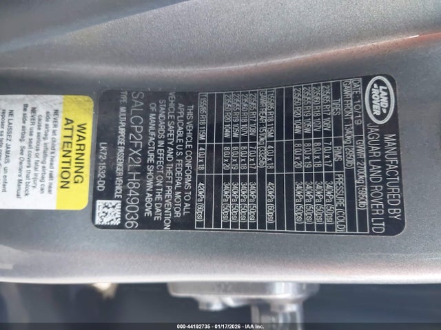 SALCP2FX2LH849036 Land Rover Discovery Sport Se