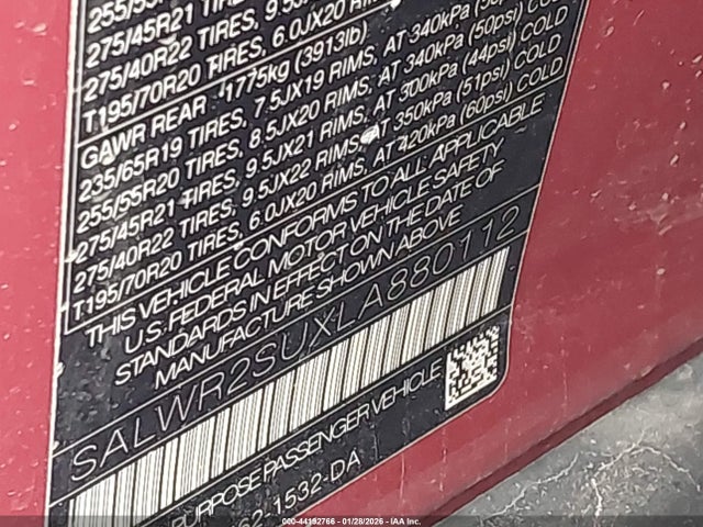 2020 LAND ROVER RANGE ROVER SPORT SALWR2SUXLA880112 Photo 8