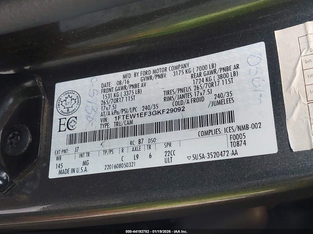 Ford F-150 Xlt 2016 1FTEW1EF3GKF29092 Image 9